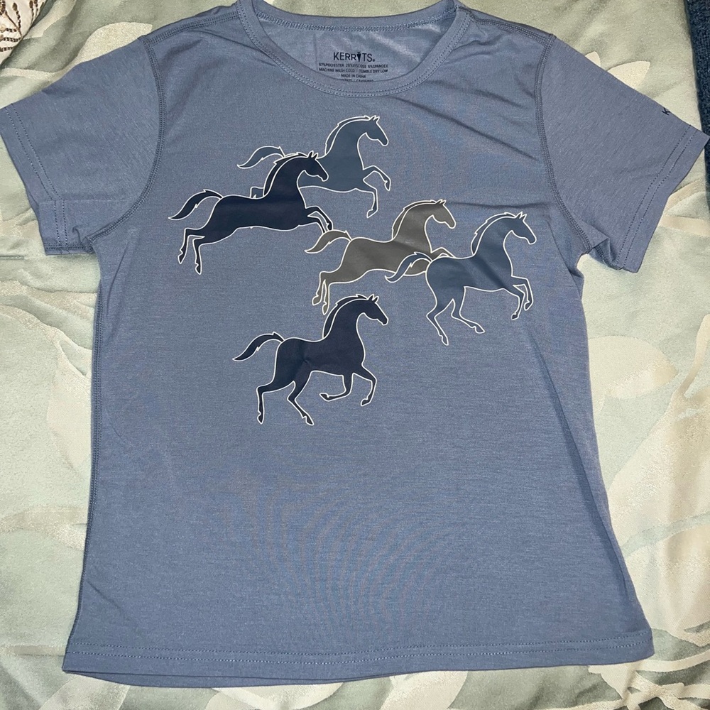 Kerrits blue girls horse riding XL T-Shirt EUC